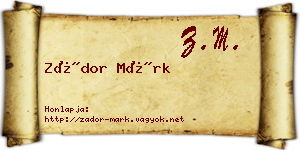 Zádor Márk névjegykártya