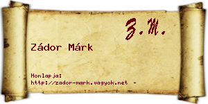 Zádor Márk névjegykártya